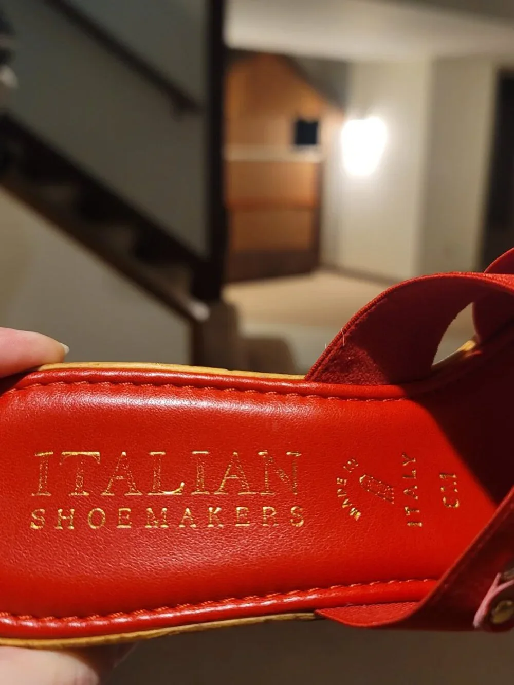 Italian Shoemakers Red Criss Cross Wedge Sandals - Women's Size 7 - Italy